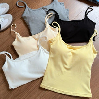Cozy🍻大方領細肩帶背心bra top美胸小可愛 5色