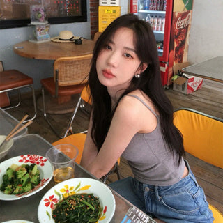 Cozy🍻大方領細肩帶背心bra top美胸小可愛 5色