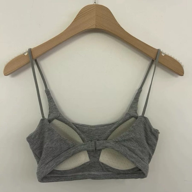 Cozy辣!細肩超短版U型背釦固定杯bratop小可愛