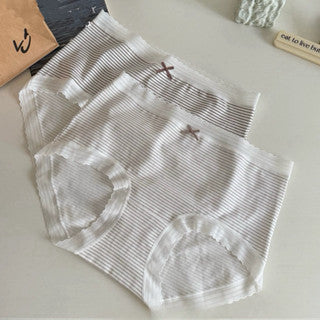 Cozy 小清新莫代爾棉條紋透氣包臀中腰內褲