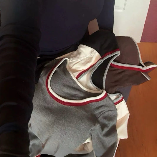 Cozy 磨毛撞色保暖固定杯長袖上衣 女裝上衣