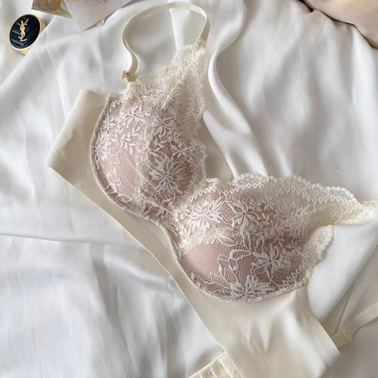 Cozy 【法式浪漫】絕美蕾絲無鋼圈內衣 無鋼圈內衣 女生內衣 裸感無痕 托高 深V 蕾絲刺繡 小胸內衣 調整型內衣
