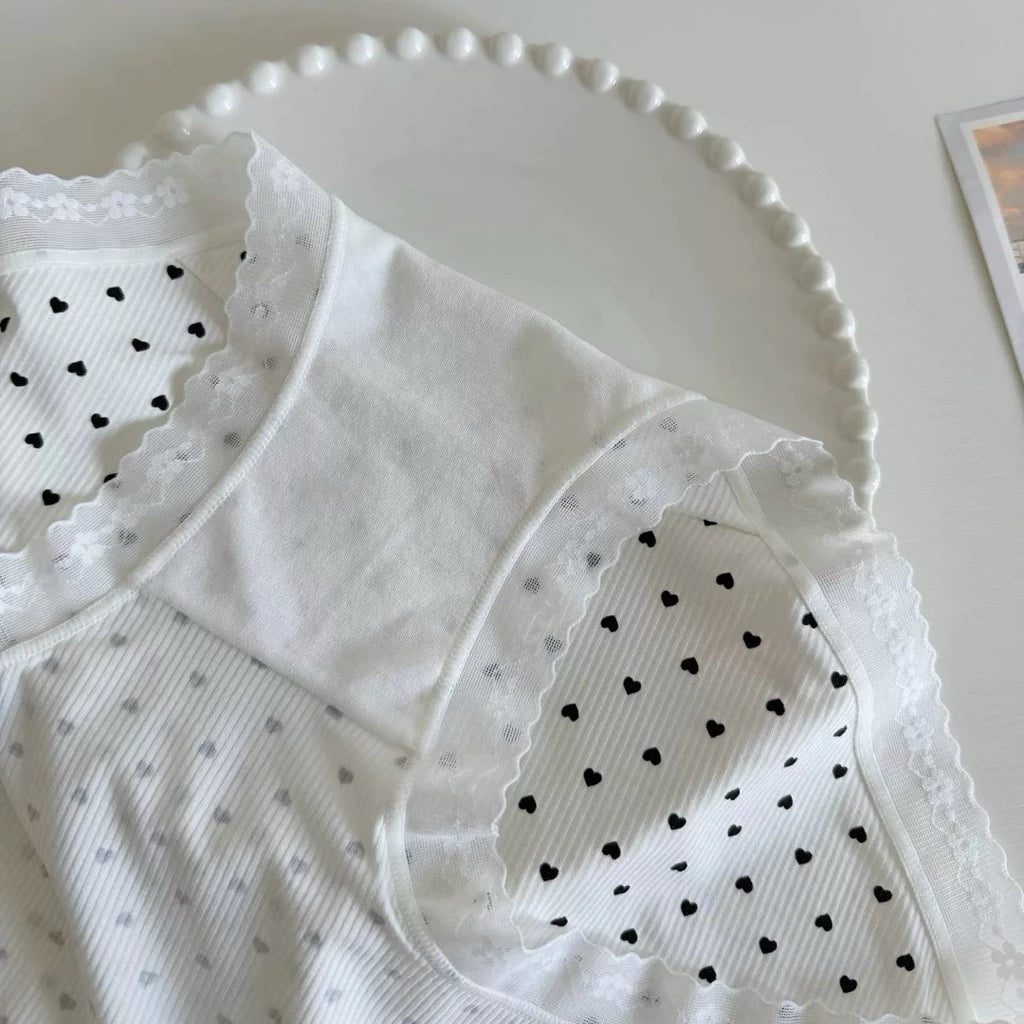 Cozy 日系棉質小清新蕾絲包臀中腰內褲