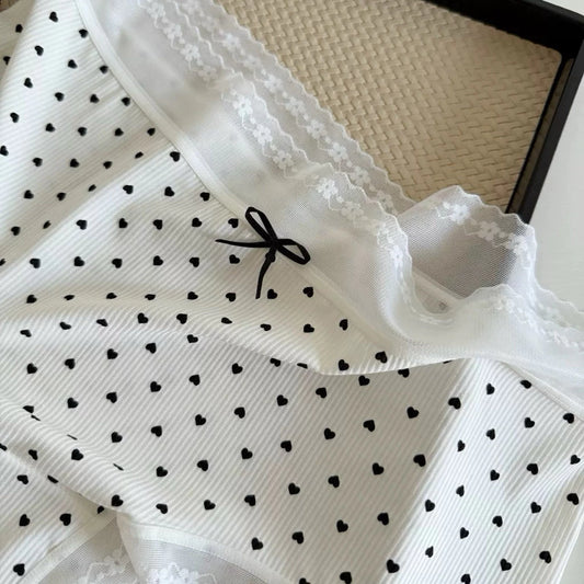 Cozy 日系棉質小清新蕾絲包臀中腰內褲