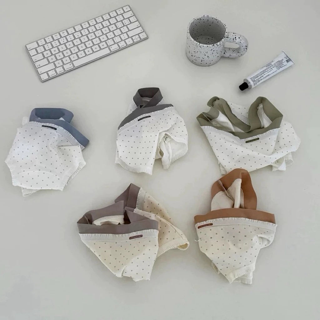 Cozy 小清新棉質撞色圓點中腰包臀內褲