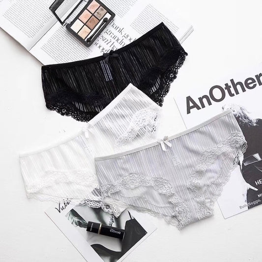 Cozy性感蕾絲網紗透氣鏤空彈性低腰三角褲內褲