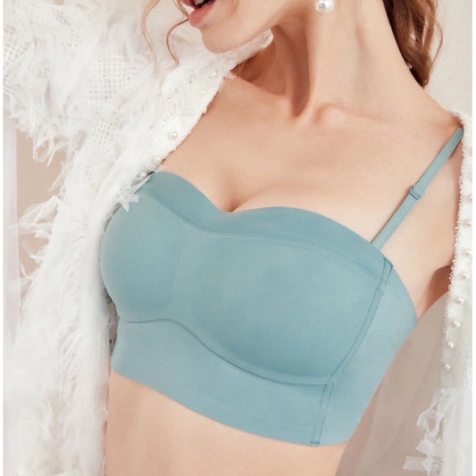 Cozy💕超美!無痕一片式零束縛肩帶可拆可調集中無鋼圈內衣套組