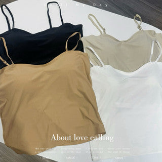 Cozy 細肩涼感冰絲固定杯中長版bratop 小可愛 女裝上衣