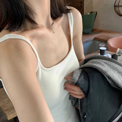 Cozy寬肩方領磨毛保暖bratop 杯墊 背心 小可愛