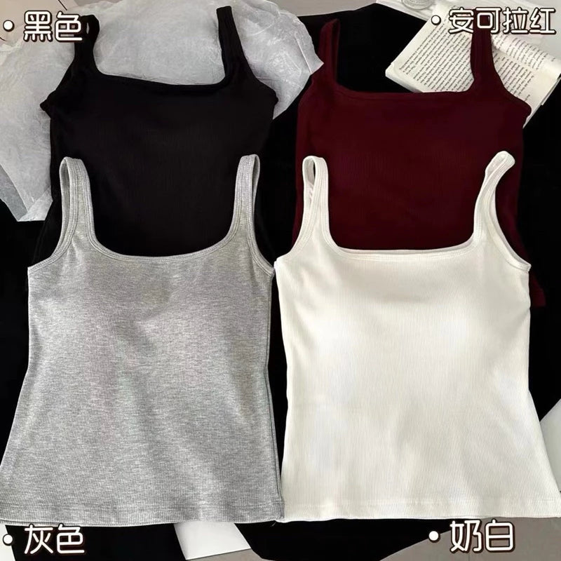 Cozy寬肩方領磨毛保暖bratop 杯墊 背心 小可愛