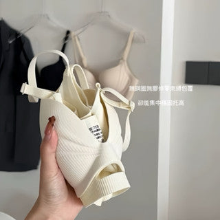Cozy 輕柔托胸螺紋抓皺集中飽滿無鋼圈內衣套裝 小胸集中 提拉美胸 無鋼圈內衣