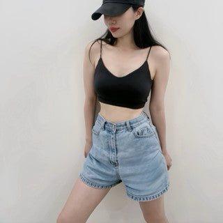 Cozy 莫代爾棉細肩V領美背固定杯短版bratop 小可愛