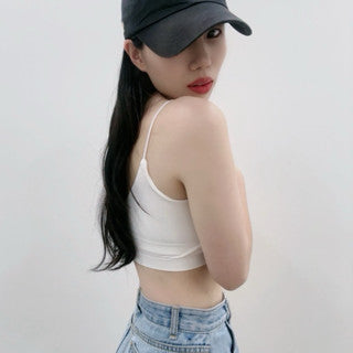 Cozy 莫代爾棉細肩V領美背固定杯短版bratop 小可愛