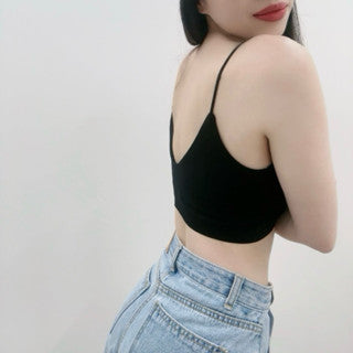 Cozy 莫代爾棉細肩V領美背固定杯短版bratop 小可愛
