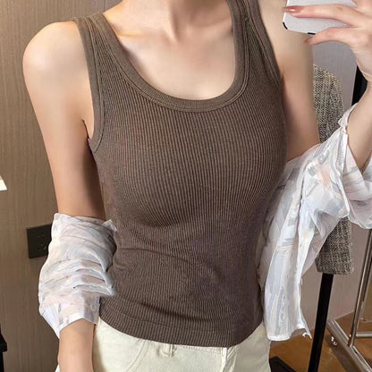 Cozy入秋暖暖針織棉固定乳膠杯中長版背心
