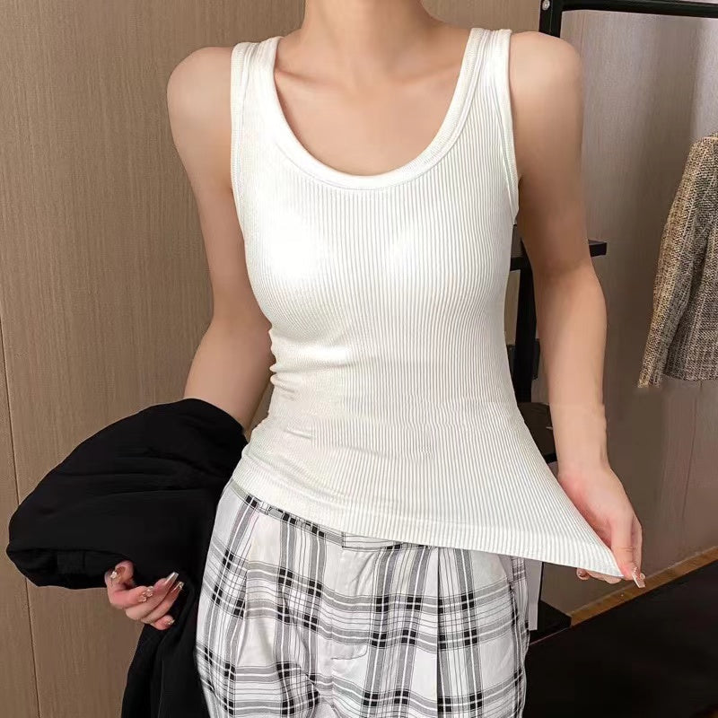 Cozy入秋暖暖針織棉固定乳膠杯中長版背心