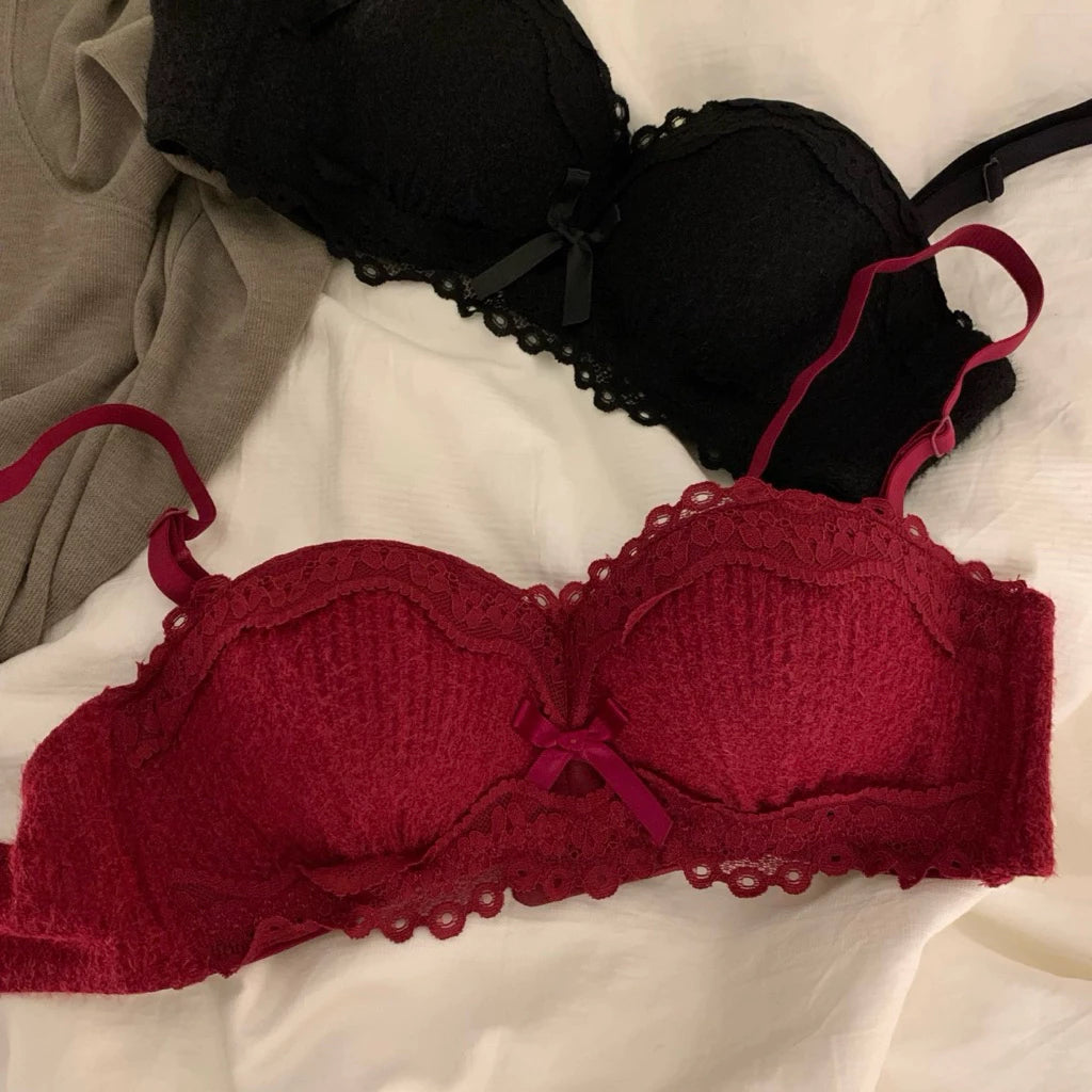 Cozy 純慾天花板♡ 法式絲絨蕾絲內衣 集中聚攏 小胸顯大 舒適軟支撐 內衣套裝