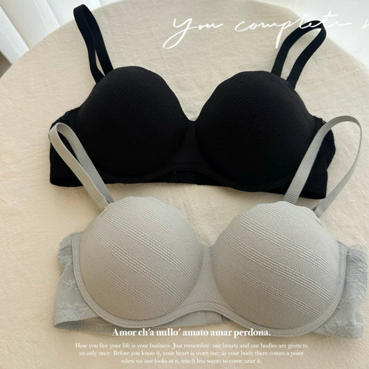 Cozy高顏值！3D圓挺飽滿斜紋無鋼圈內衣 小胸集中 無鋼圈內衣