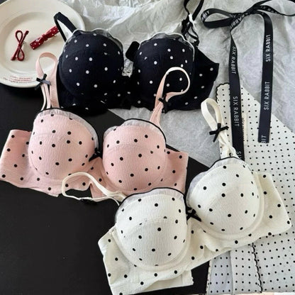 Cozy 日系圓點浪漫集中無鋼圈內衣套裝 小胸集中 無鋼圈內衣