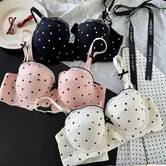 Cozy 日系圓點浪漫集中無鋼圈內衣套裝 小胸集中 無鋼圈內衣