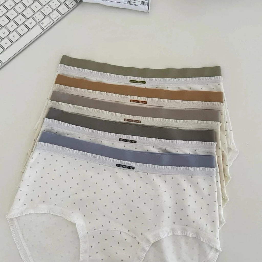 Cozy  小清新棉質撞色圓點中腰包臀內褲