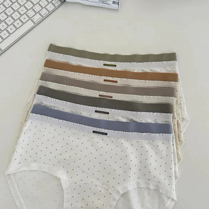 Cozy  小清新棉質撞色圓點中腰包臀內褲