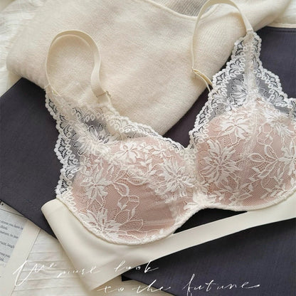 Cozy 【法式浪漫】絕美蕾絲無鋼圈內衣 無鋼圈內衣 女生內衣 裸感無痕 托高 深V 蕾絲刺繡 小胸內衣 調整型內衣