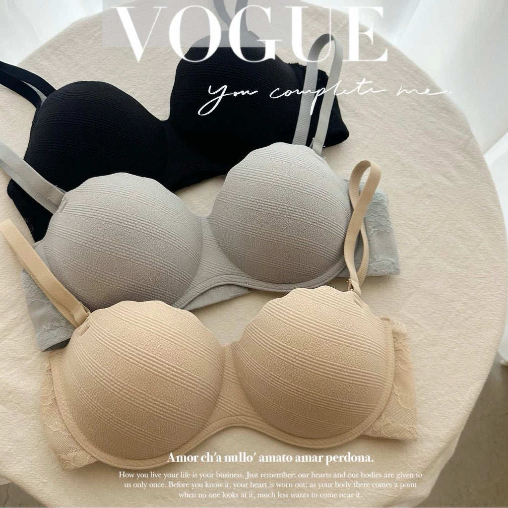 Cozy高顏值！3D圓挺飽滿斜紋無鋼圈內衣 小胸集中 無鋼圈內衣