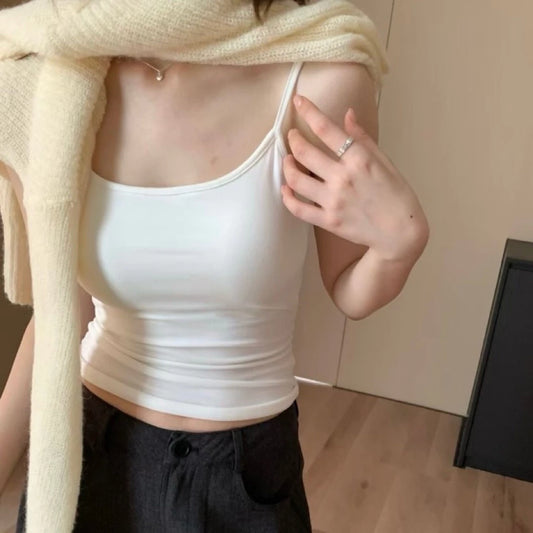 Cozy 細肩棉質大U美背顯瘦固定杯bratop 女裝上衣 小可愛 露背 性感