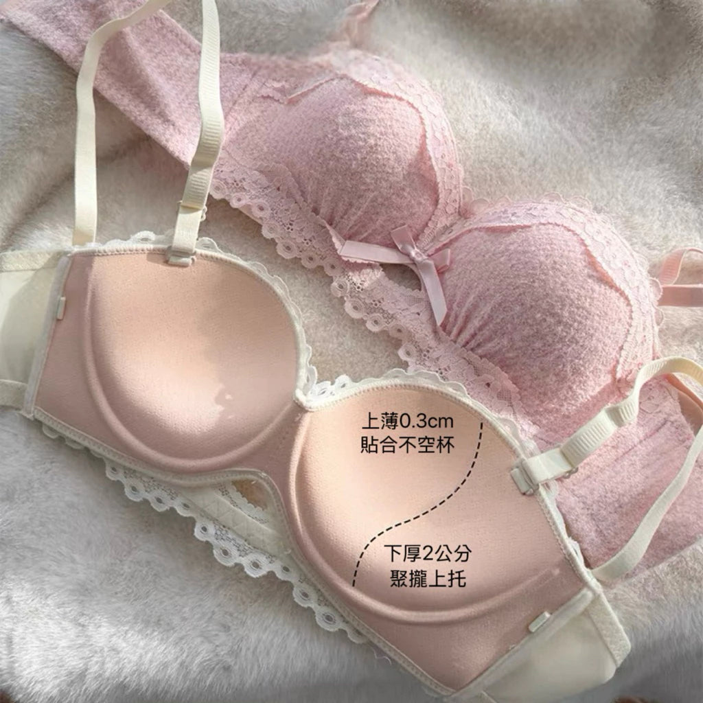 Cozy 純慾天花板♡ 法式絲絨蕾絲內衣 集中聚攏 小胸顯大 舒適軟支撐 內衣套裝