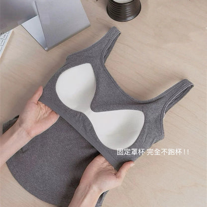 Cozy 寬肩方領抓皺顯瘦磨毛固定杯bratop 小可愛 女裝上衣