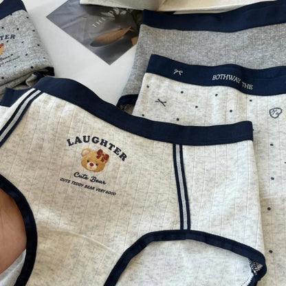 Cozy 學院風小熊棉質包臀彈性中腰內褲