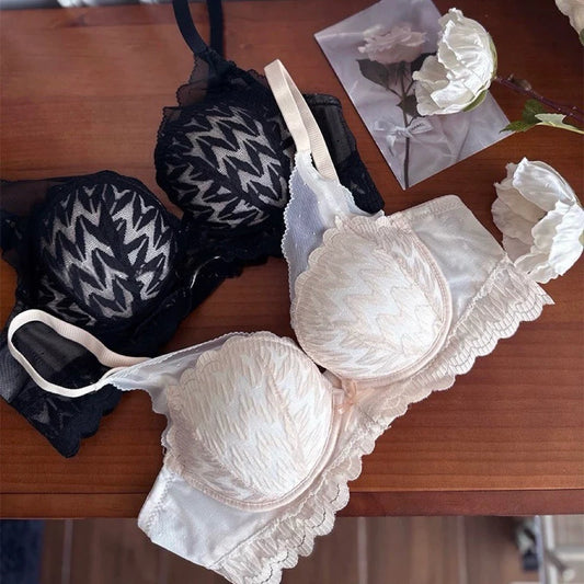 Cozy 無鋼圈內衣 成套內衣【集中包覆】蕾絲 軟支撐 舒適 透氣 內衣褲組 收副乳 小胸聚攏 內衣 女生內衣