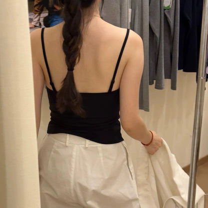 Cozy V領磨毛法式純慾蕾絲馬甲線中長版固定杯bratop