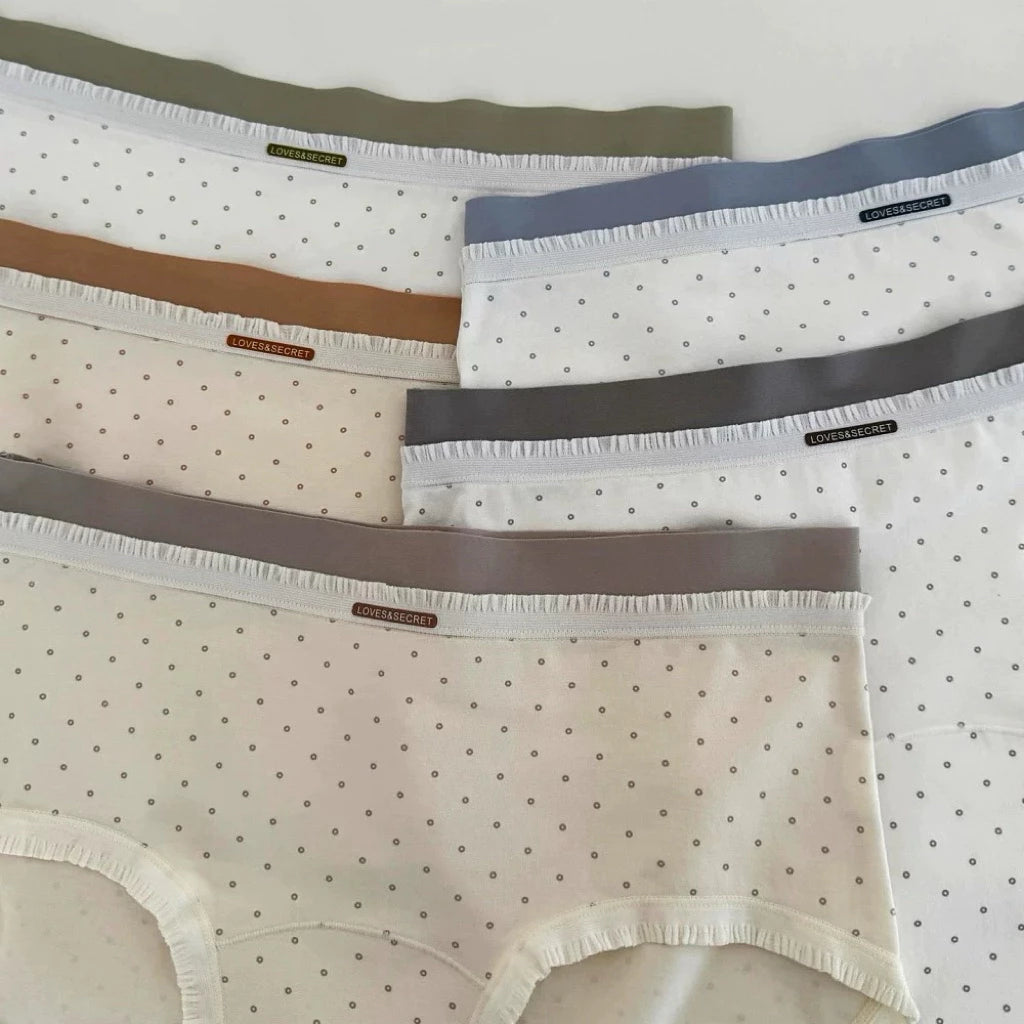 Cozy  小清新棉質撞色圓點中腰包臀內褲