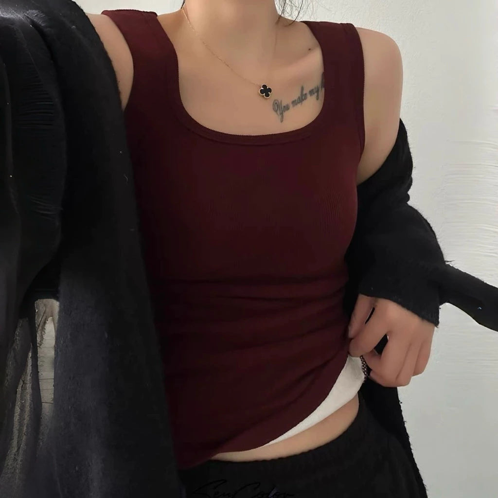 Cozy 暖🔥寬肩加絨保暖固定杯中長版背心bratop 小可愛 女裝上衣