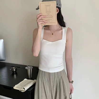 Cozy  寬肩方領遮副乳顯瘦固定杯中長版bratop