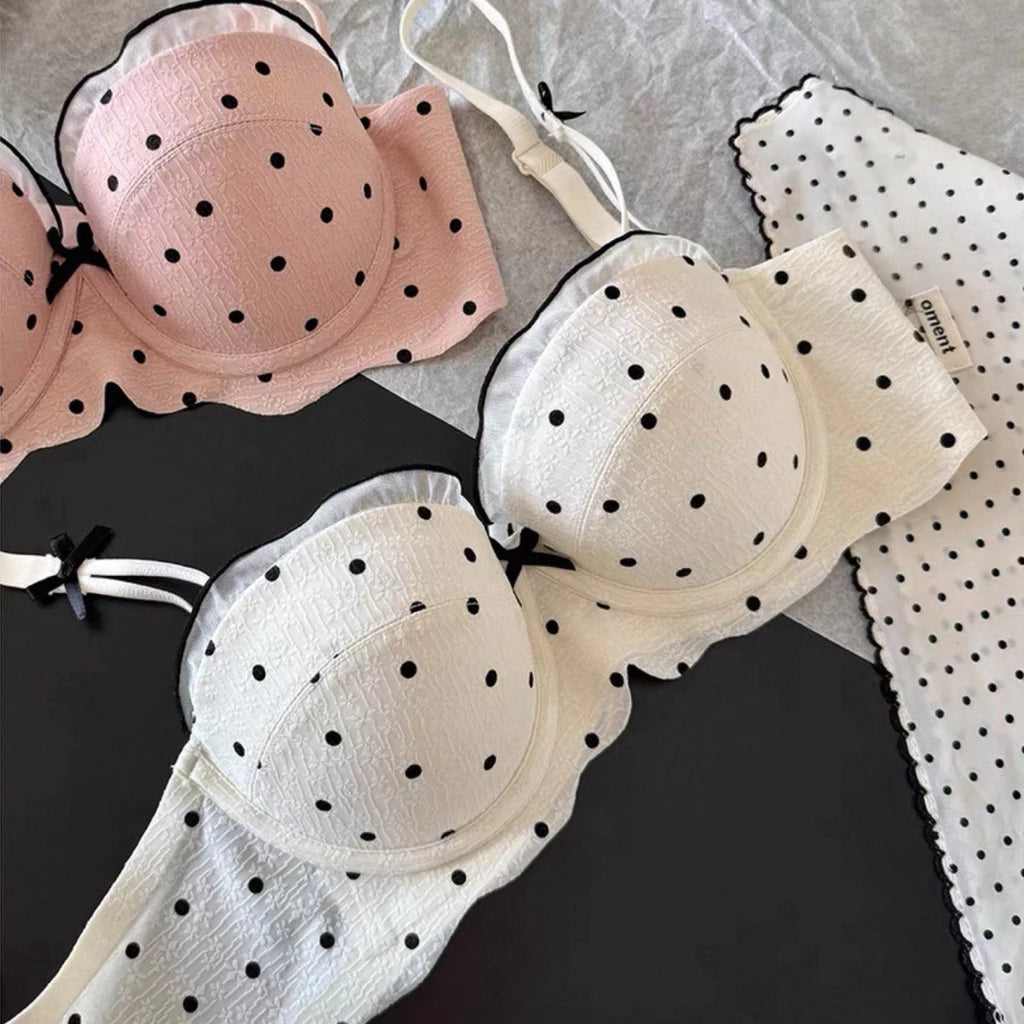 Cozy 日系圓點浪漫集中無鋼圈內衣套裝 小胸集中 無鋼圈內衣