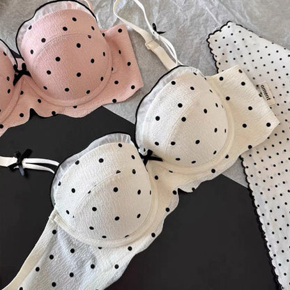 Cozy 日系圓點浪漫集中無鋼圈內衣套裝 小胸集中 無鋼圈內衣