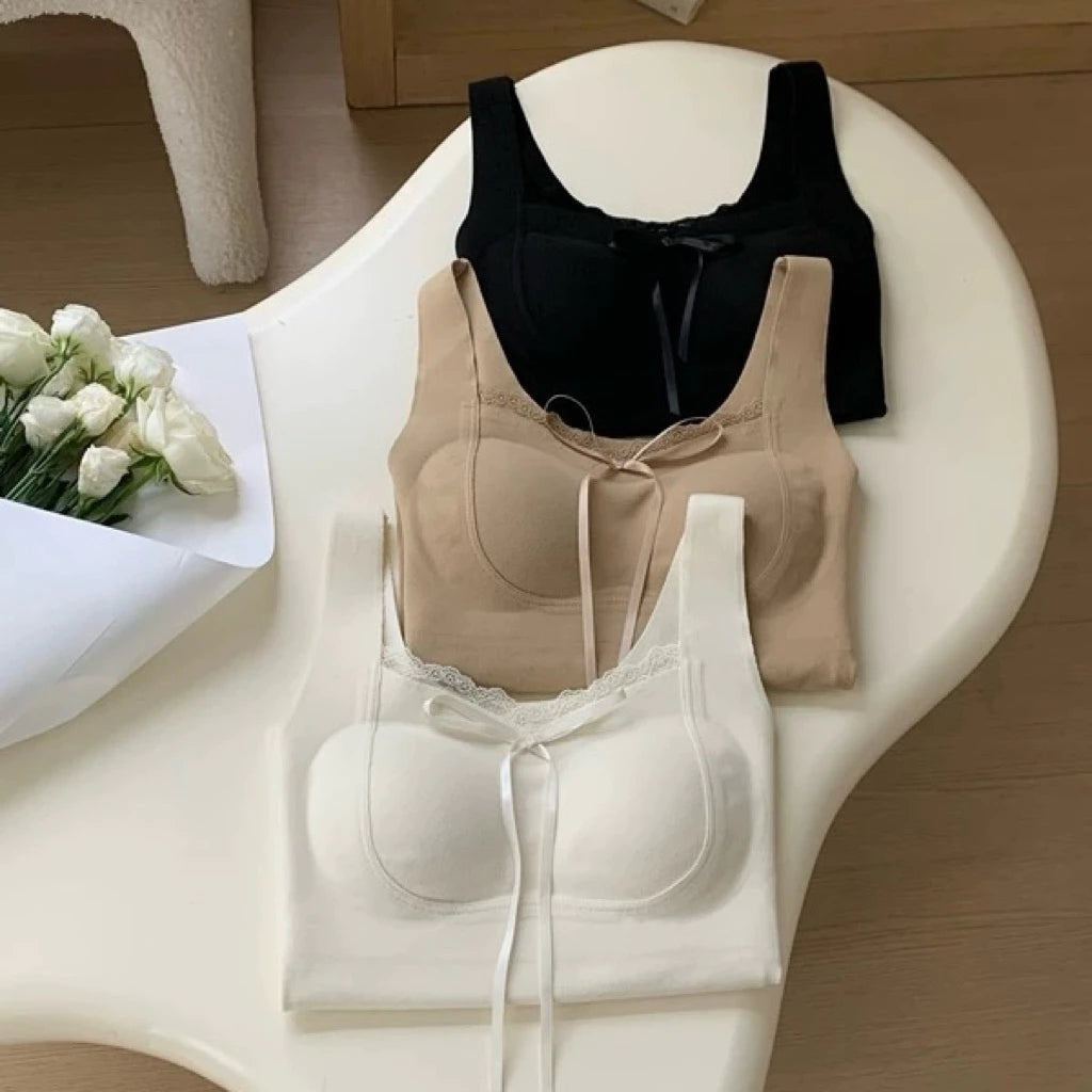 Cozy 秋冬款！無痕蝴蝶結德絨保暖背心固定杯發熱背心 保暖背心 發熱衣