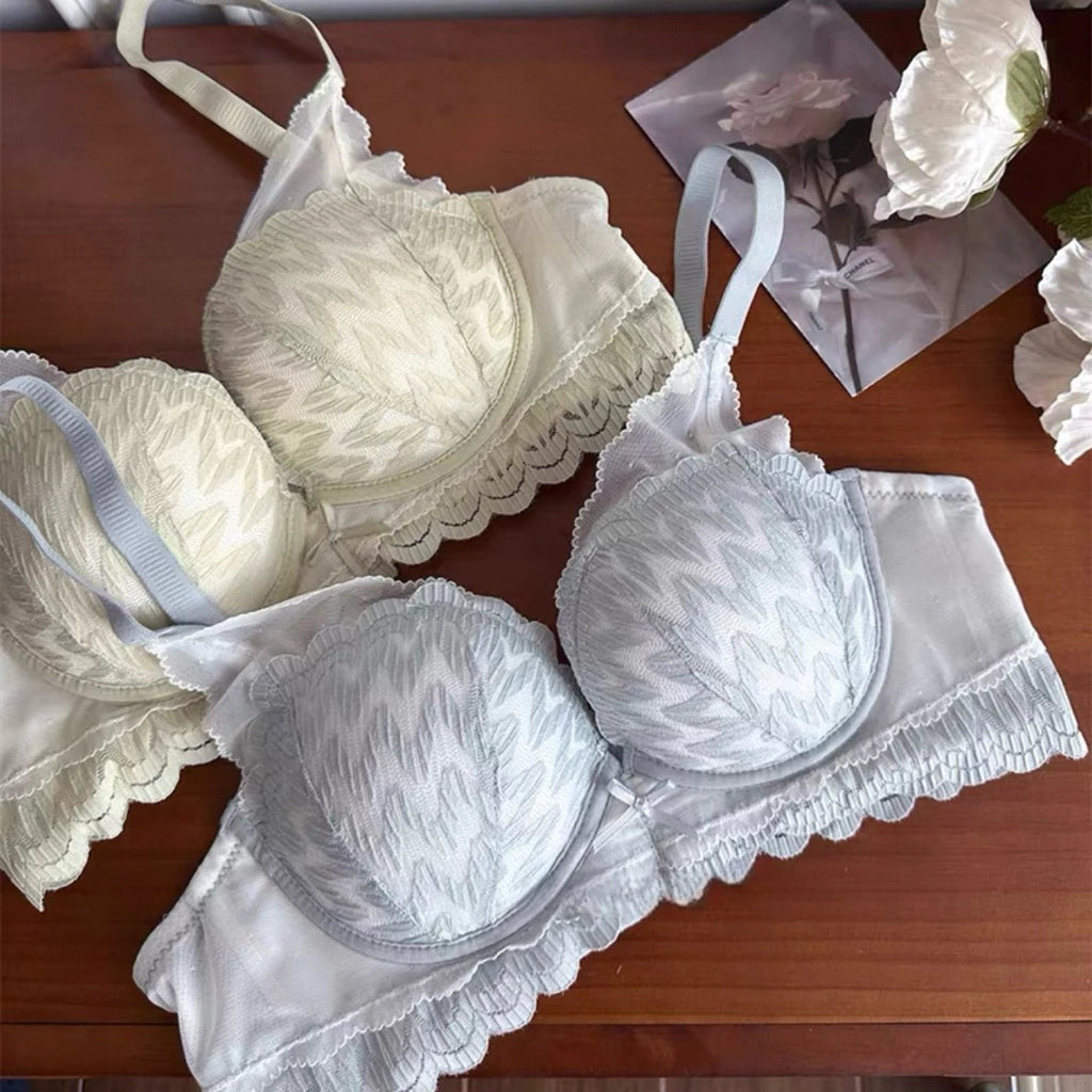 Cozy 無鋼圈內衣 成套內衣【集中包覆】蕾絲 軟支撐 舒適 透氣 內衣褲組 收副乳 小胸聚攏 內衣 女生內衣