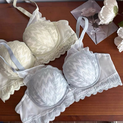 Cozy 無鋼圈內衣 成套內衣【集中包覆】蕾絲 軟支撐 舒適 透氣 內衣褲組 收副乳 小胸聚攏 內衣 女生內衣