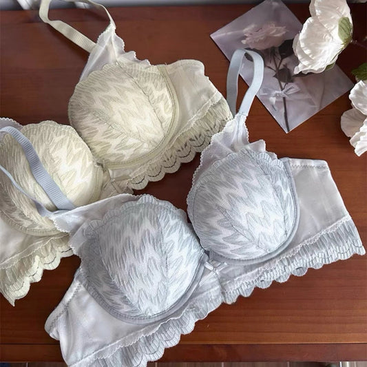 Cozy 無鋼圈內衣 成套內衣【集中包覆】蕾絲 軟支撐 舒適 透氣 內衣褲組 收副乳 小胸聚攏 內衣 女生內衣