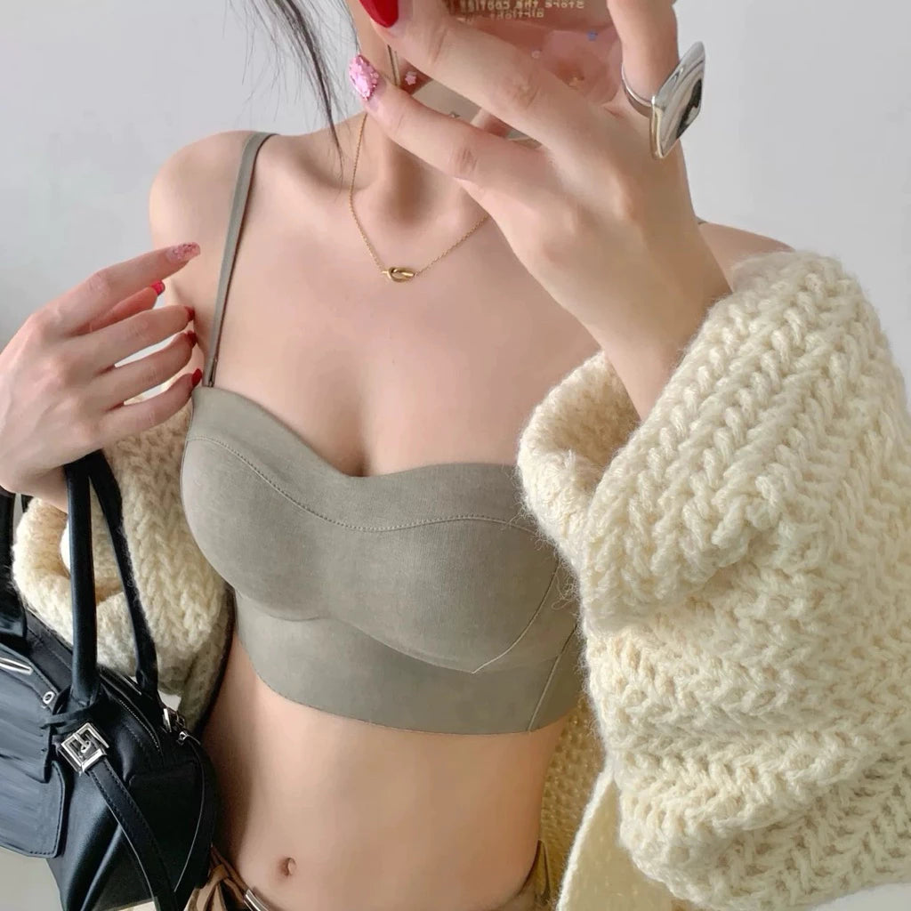 Cozy 性感細肩歐美渲染集中固定杯無鋼圈內衣 小胸集中 女裝上衣 平口內衣