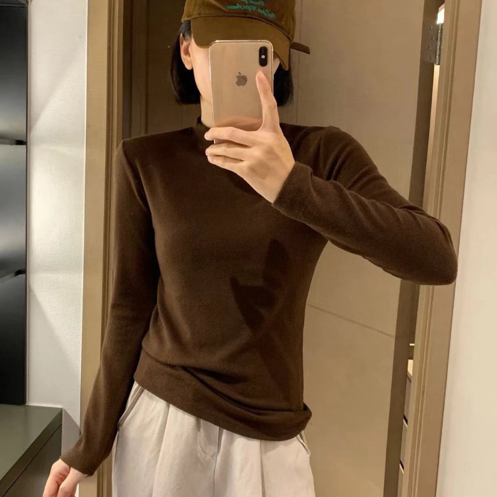 Cozy 輕奢微高領磨毛保暖長版上衣 女裝上衣 保暖上衣