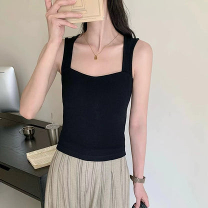 Cozy  寬肩方領遮副乳顯瘦固定杯中長版bratop