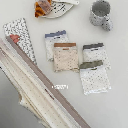Cozy  小清新棉質撞色圓點中腰包臀內褲