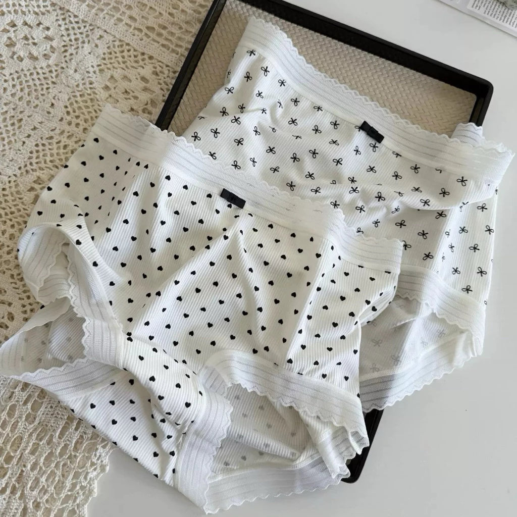 Cozy 日系棉質小清新蕾絲包臀中腰內褲