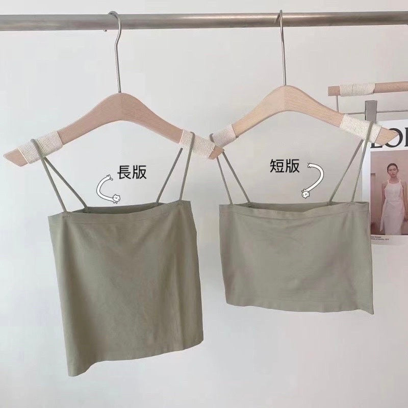 Cozy🔥真心不騙熱賣款現貨🔥細肩帶平口短版 長版親膚固定杯 莫代爾棉 面膜彈性大小可愛Bra top